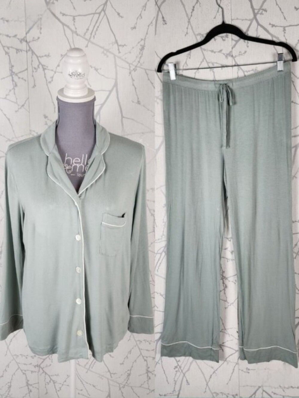 Love & Lore Pastel Mint Lenzing Viscose Stretch Jersey Piped Pajama Set